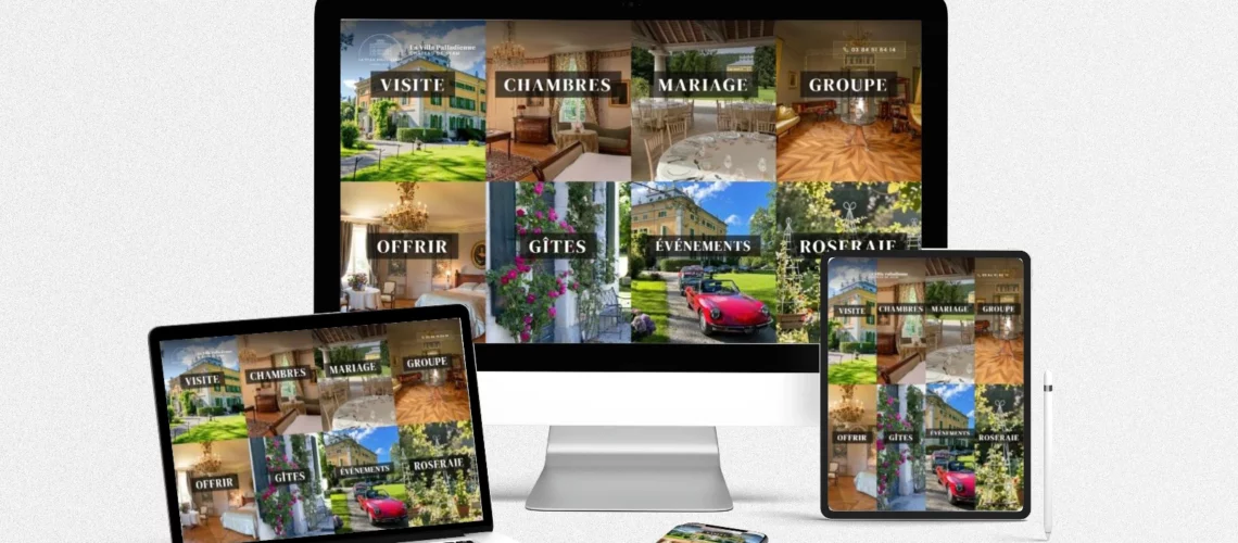 Site internet du Château de Syam réalisé par LLP Agency, affiché sur ordinateur, portable, tablette et mobile