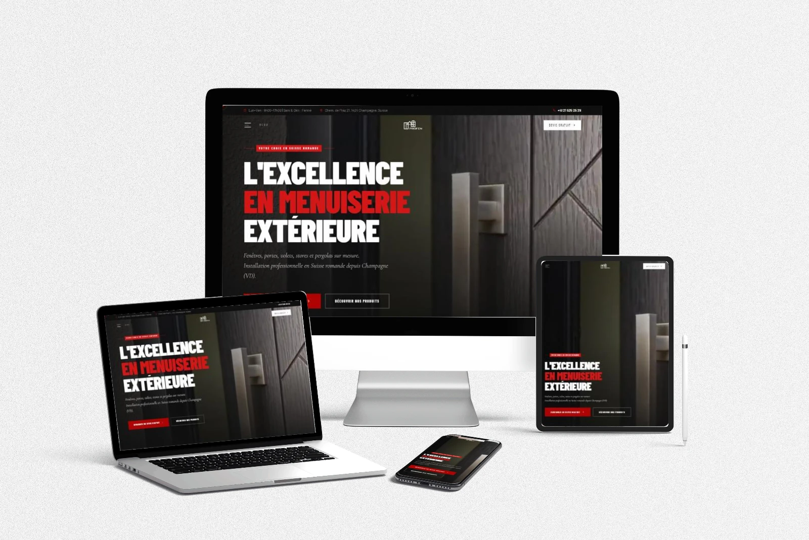 Site internet de Profen (Suisse) réalisé par LLP Agency, affiché sur ordinateur, portable, tablette et mobile