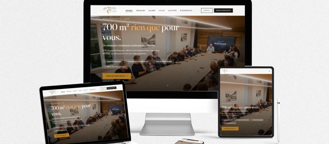 Site internet Séminaire La Truite d’Or réalisé par LLP Agency, affiché sur ordinateur, portable, tablette et mobile